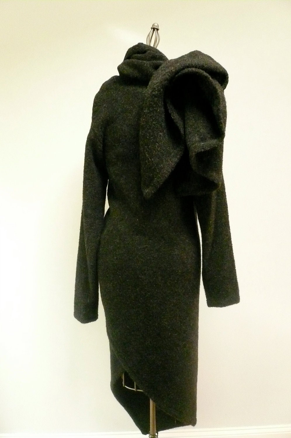 Special Order for Jandy - MARIA SEVERYNA Grey Alpaca Wool Fabric  Asymmetric Wrap Duster Jacket Coat Handmade