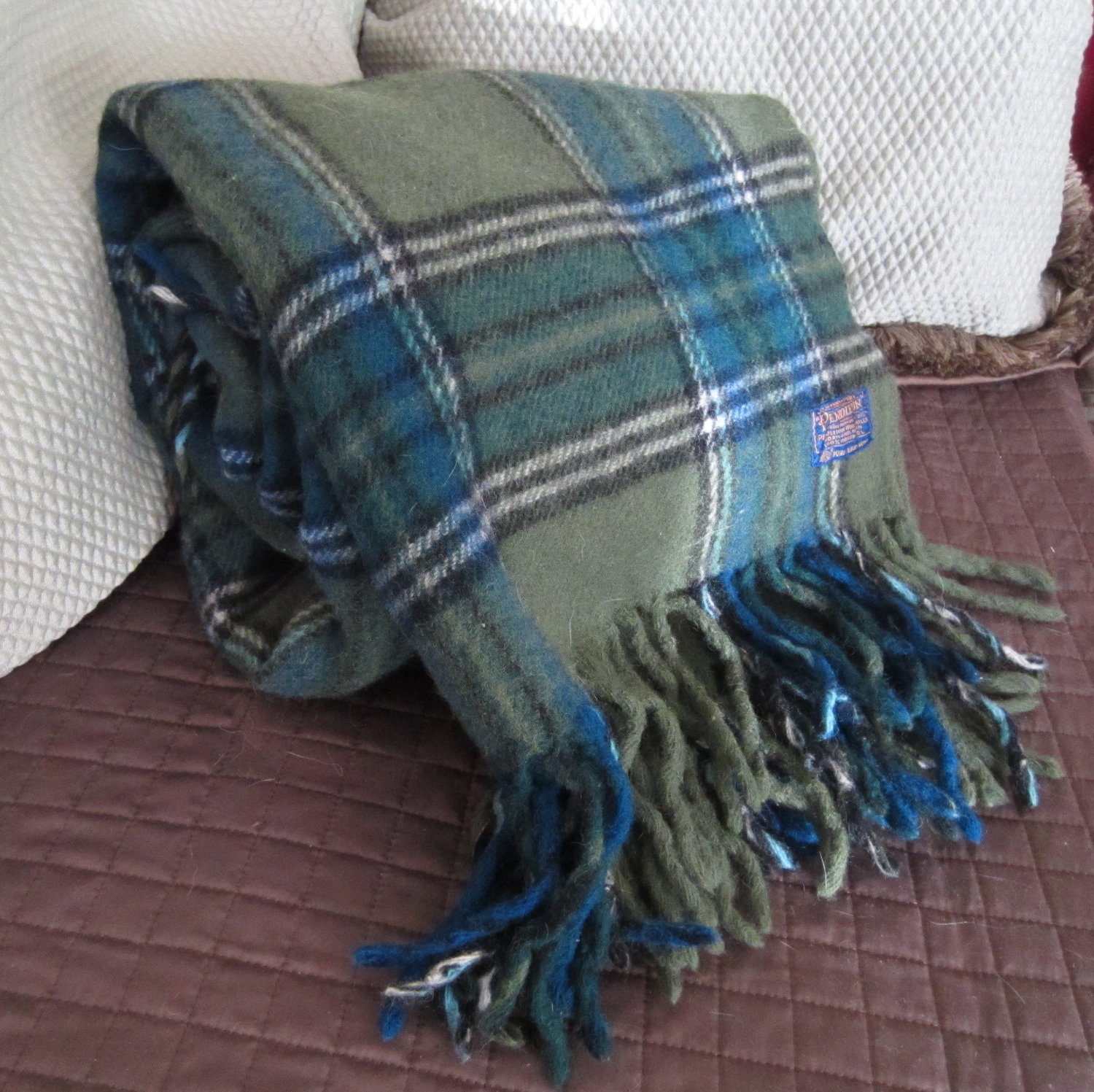 Olive Pendleton Plaid Throw