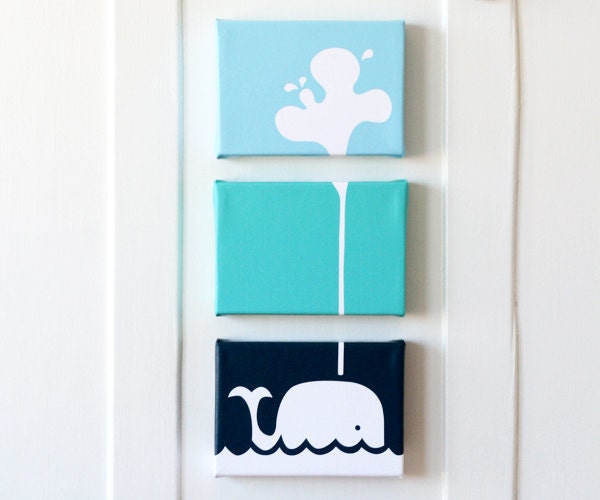 Spouting Whale Stretched Canvas Artwork