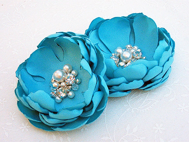 Turquoise Wedding Hair Clip for Bride, flower girl, bridesmaid formal occasion