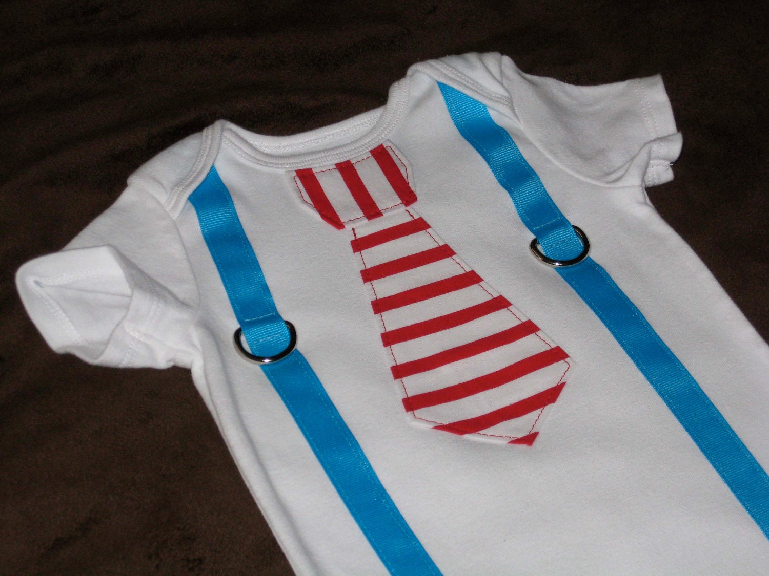 Baby Boy Tie Onesie with Suspenders Cat in the Hat Inspired Party 1st Birthday Outfit Toddler Baby Boy or Girl Dr. Seuss Inspired