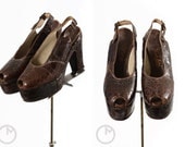 1940s shoes/ 40s alligator skin/ platforms