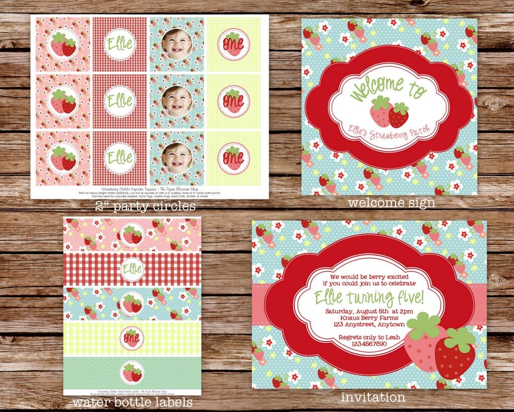 Printable Strawberry Birthday Party Package Il_570xn
