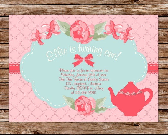 Shabby Chic Tea Party Birthday Party Invitation Il_570xn