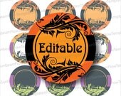 INSTANT DOWNLOAD - 1" Circles 4x6 Editable JPG 80 Halloween Ornaments Bottle cap Hairbow Embellishment Envelope Decoration Print Your Own