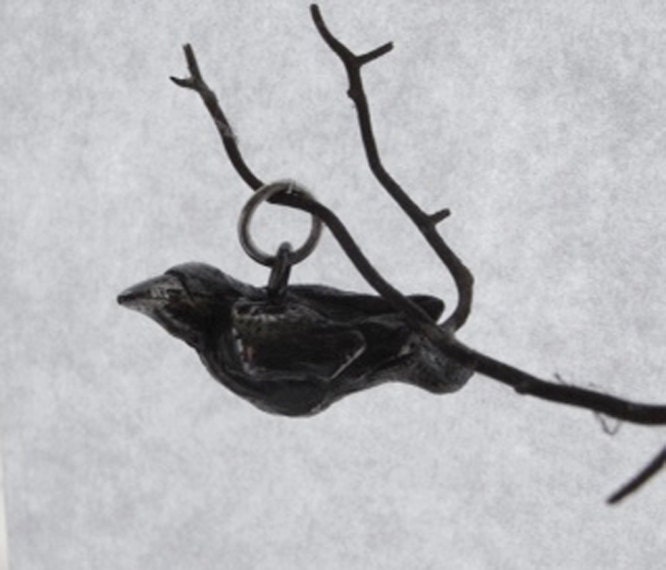 Edgar Raven Charm, Silver Raven Crow