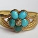 Antique Early Victorian Hands Holding Turquoise Forget Me Not Flower Mourning RIng