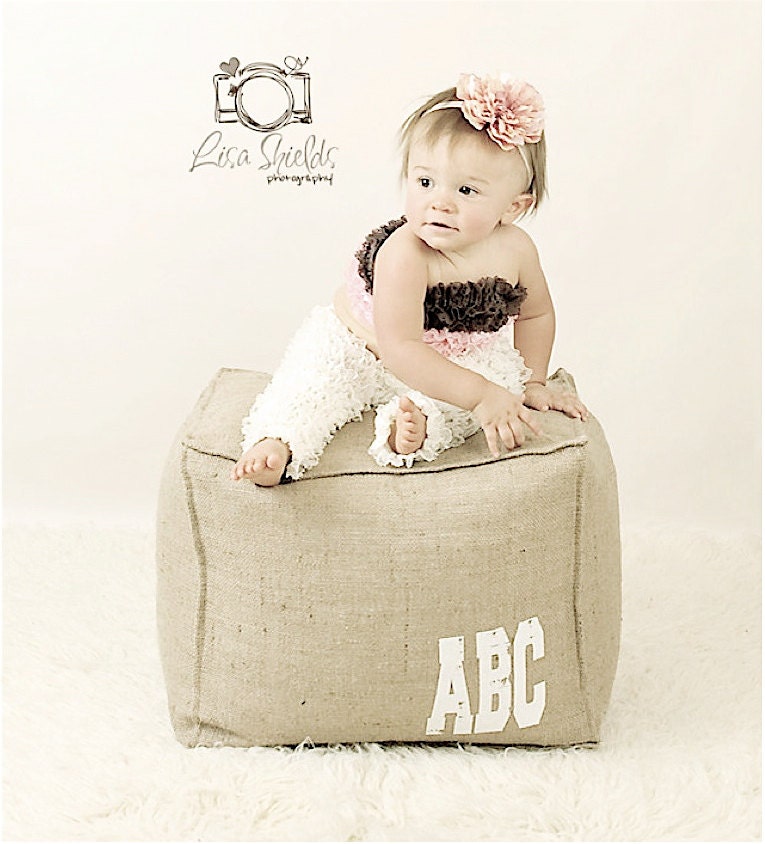 Burlap Cube ABC Ottoman