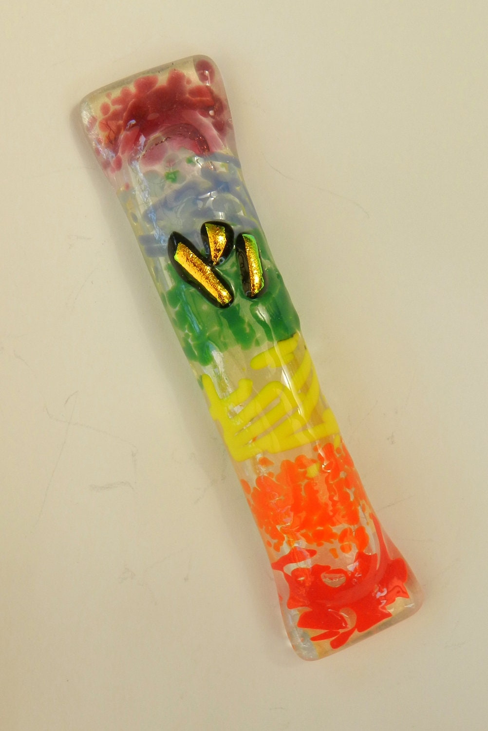Rainbow / Pride Small fused glass handmade Mezuzah mezuza by Dalit Glass