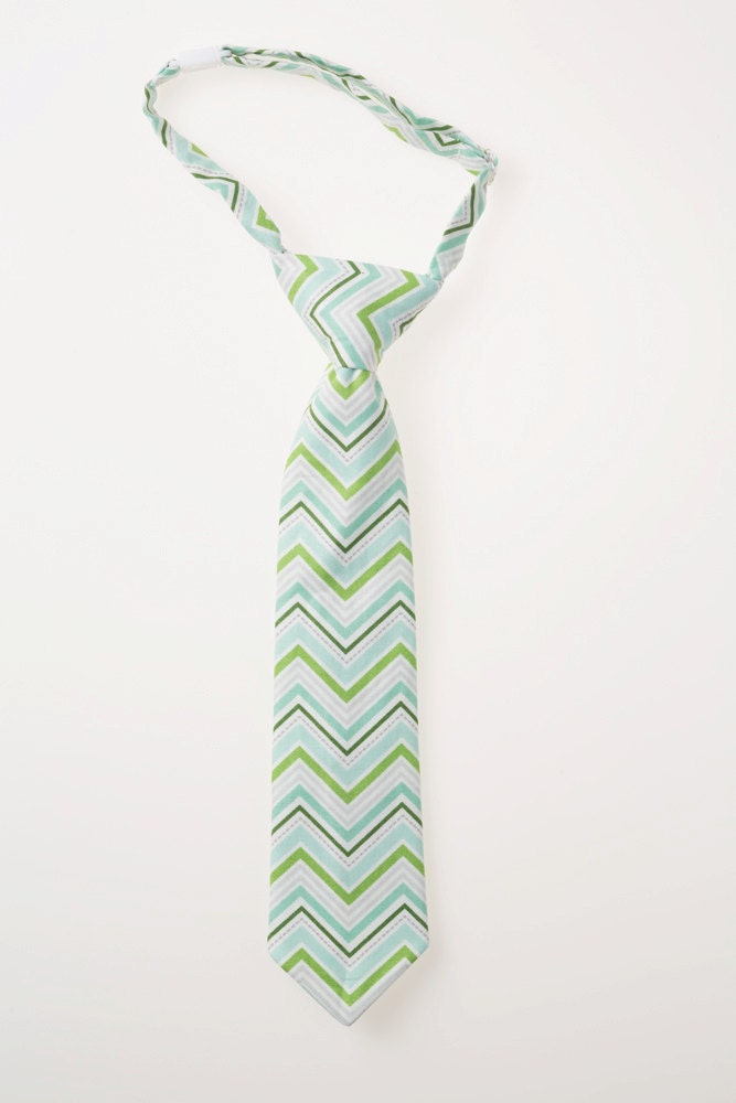 Baby Necktie - Blue and Green Chevron