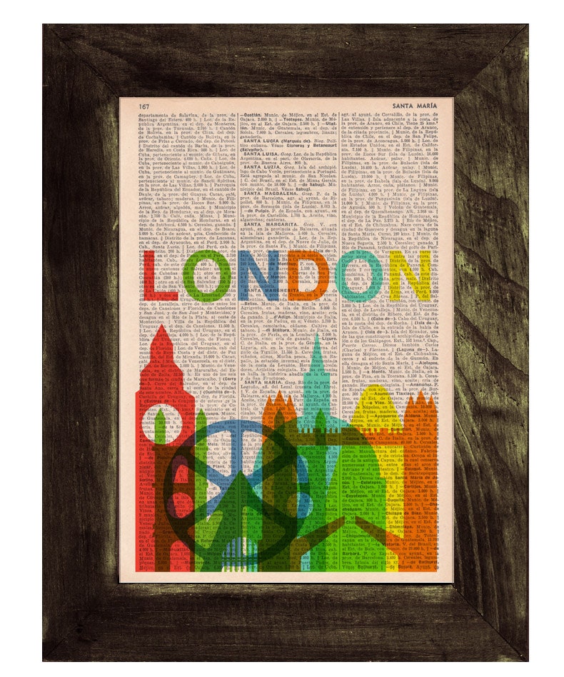 London skyline print art -Vintage Book Print - London Skyline  Print on Vintage Book art