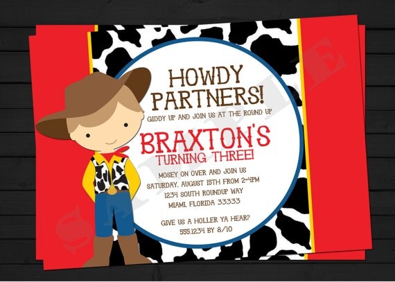 Woody Inspired Cowboy Birthday Invitation Digital File YOU PRINT Il_570xn