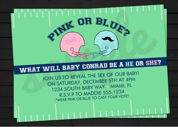 Football Gender Reveal Invitation Digital File YOU-PRINT Il_570xn