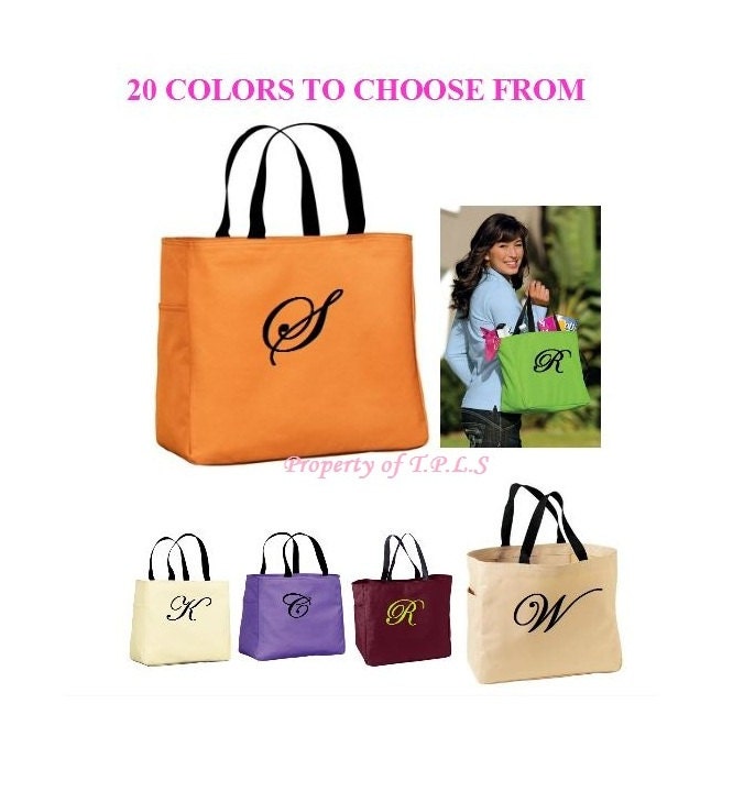 Personalized Bridesmaid Tote Bag Embroidered Gift Cheer Dance Monogrammed Green Baby Wedding 20 Colors
