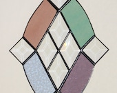 Stained Glass Suncatcher - Elegant Design with Bevels an Pale Colors, Diamond Shaped Panel