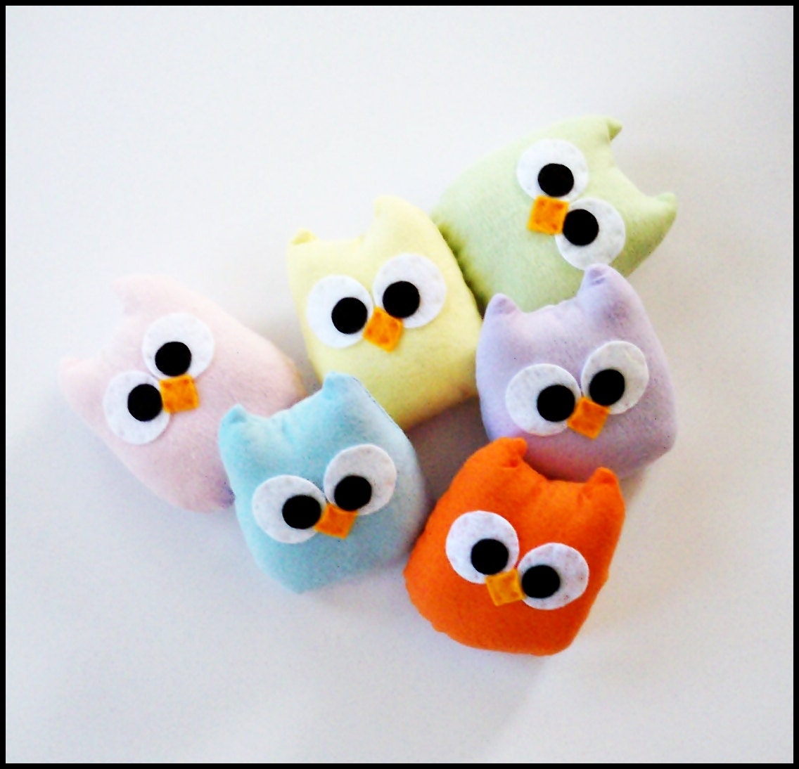 6 adorable rainbow colorful mini owls or you can choose any color you want