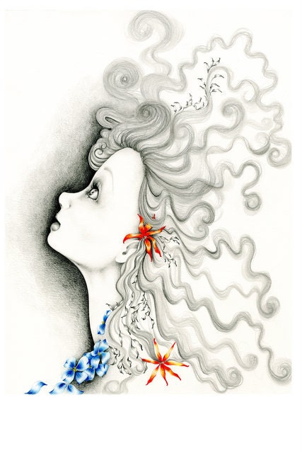 Original Art Fine Art Pencil Drawing Illustraion "Reach For the Stars"  My Original Pencil Drawing Illustration OOAK ohtteam