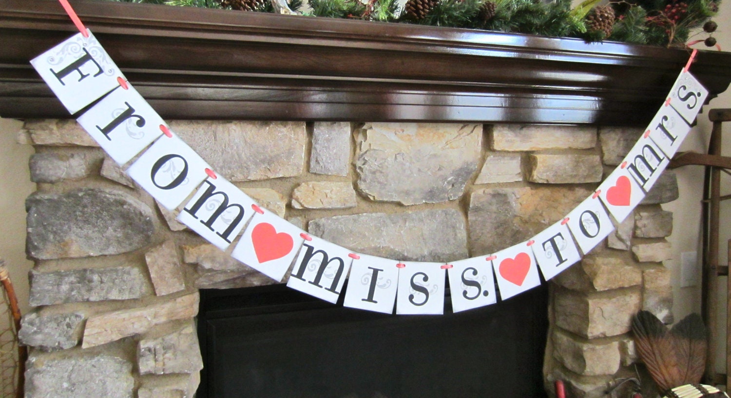 From Miss. to Mrs. banner, bridal shower sign CUSTOM colors bachelorette party sign
