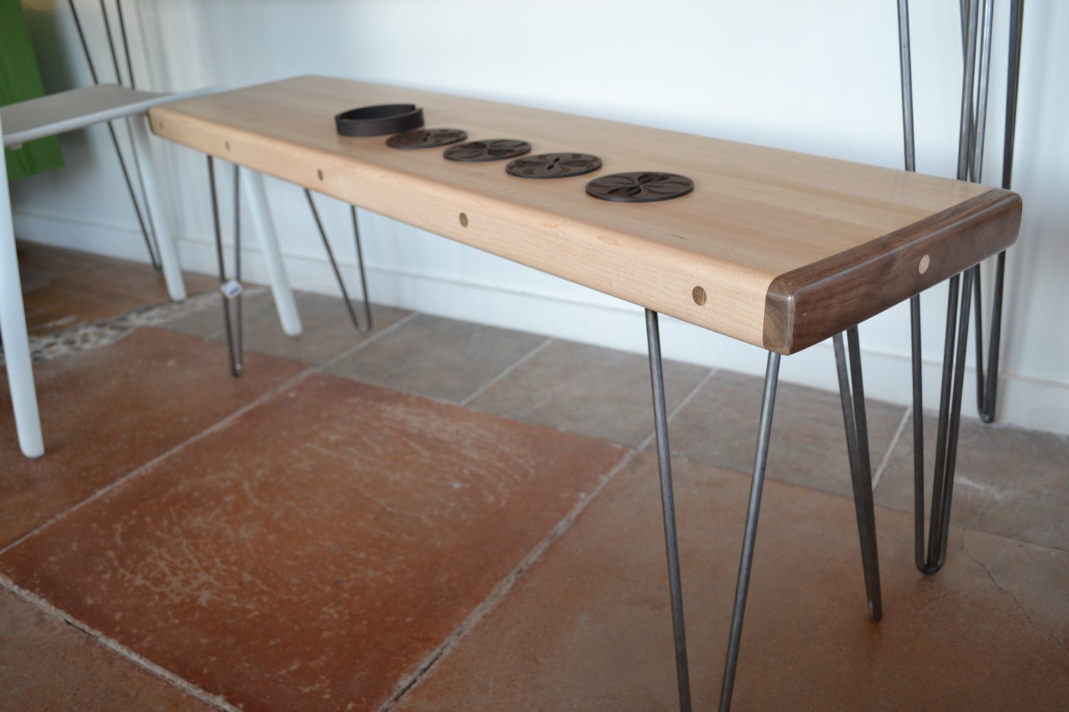 Bench: Hairpin Legs With Sleek, American Hardwood (60" x 12" x 18")
