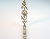 Late Edwardian Sterling Rhinestone Bracelet Paste Brilliants Wedding Shield & Garland 1910s Jewelry