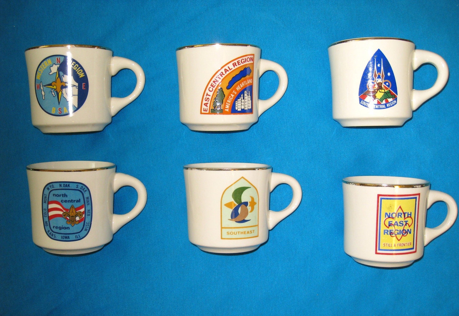 1960s / 1970s BSA Boy Scouts of America Regional Cups / Mugs / USA / Set of 6
