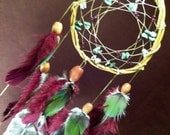 Custom Dream Catcher- Soulful Vibration- White Willow Dream Catcher- with Tree Agate- Garnet- and Clear Quartz