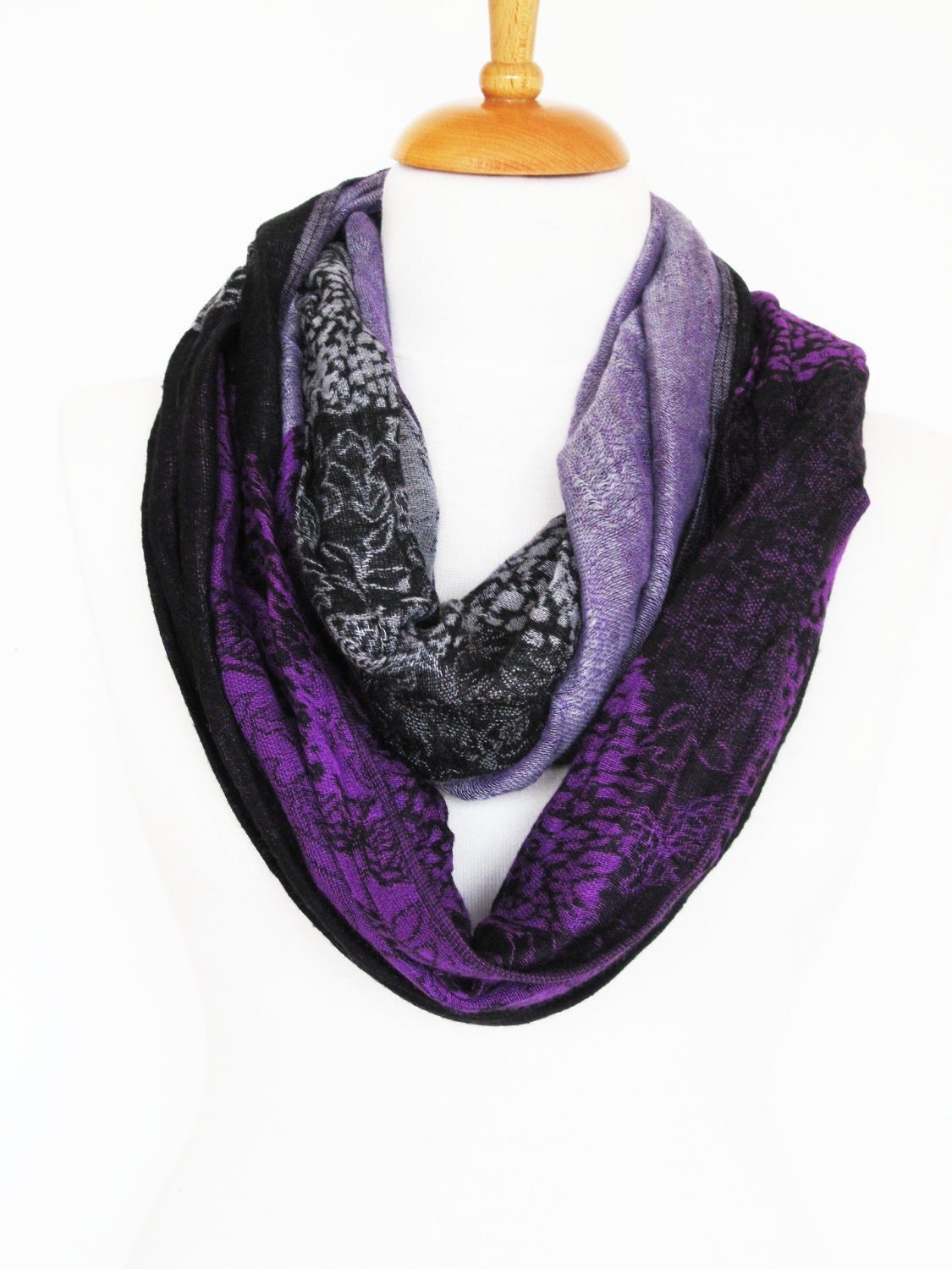 Multicolor Cotton Long Scarf, Purple / Lilac / Gray / Black, Gift,  Winter Trend, Unisex Scarf