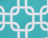 New Pair of Decorative Designer Custom Curtains Drapes  50 x 108 True Turquiose and White Chain Links Contemporary Modern