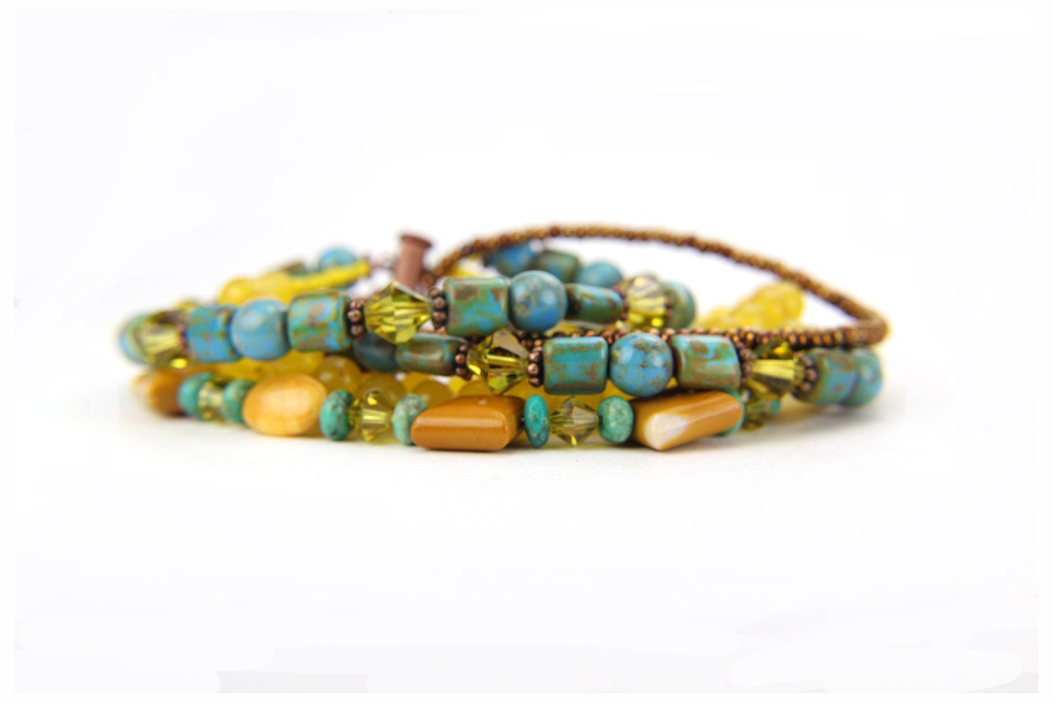 Turquoise Jasper Yellow Jade Southwest Gemstone Bracelet