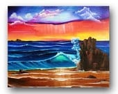 Seascape Painting Original Painting Crashing Waves on Beach Ocean Painting Vibrant Realism Painting on Canvas Modern Art 30x24 Heather DAY