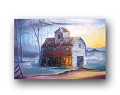 Iowa Barn Painting Midwest Abstract Barn Landscape Painting Original Painting on Canvas Art Realism Painting Traditional Painting Day
