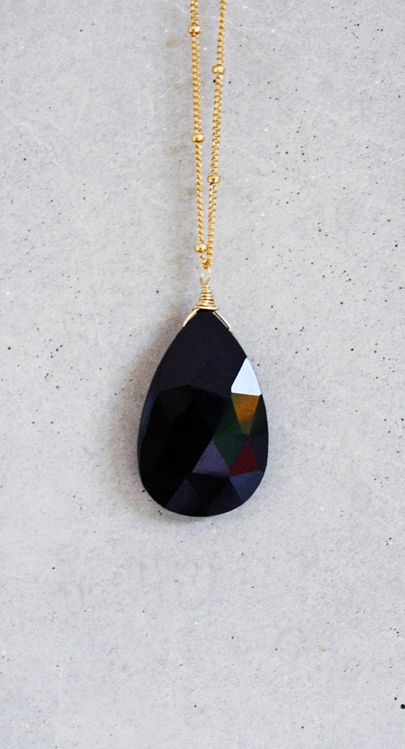faceted ONYX drop necklace