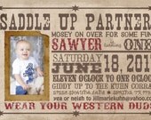 5x7 Custom Western Birthday Party Invitation JPEG File