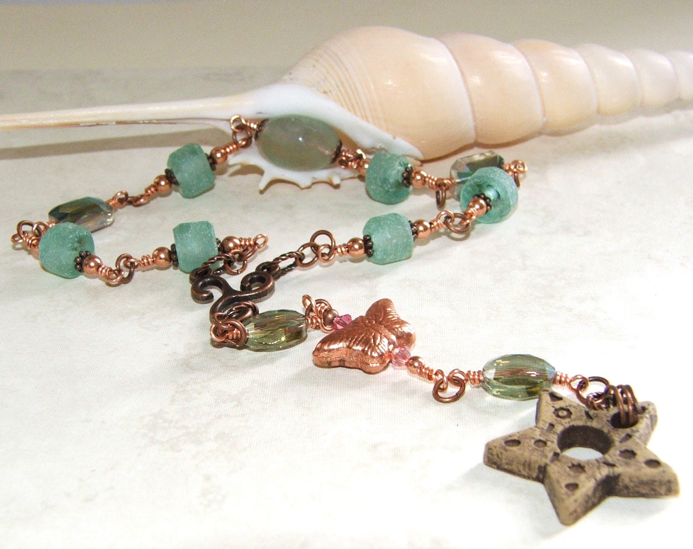 Sea Glass and Pottery Prayer & Meditation Beads / Dreams, Change, Transformation