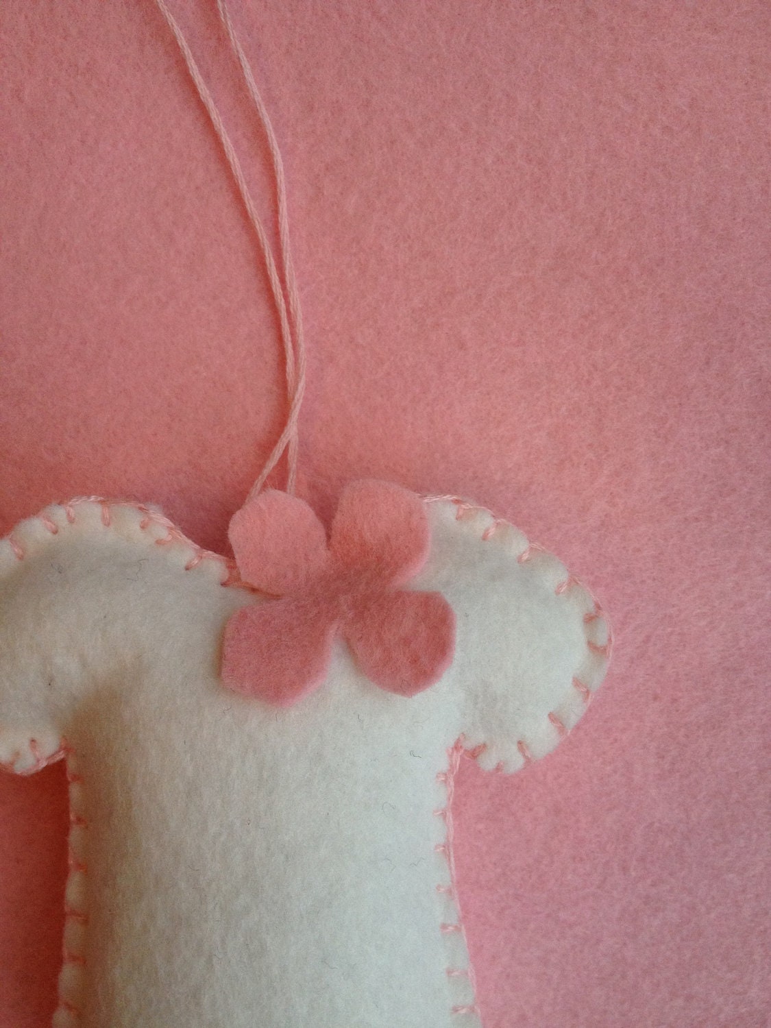 Baby's first Christmas ornament pink white onesie flower nursery decoration Mother's Day, new mom 