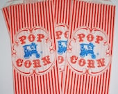 50 Vintage Style Popcorn Bags...Retro....Wagon..Circus Carnival...Movie Night....Ball Games...Birthdays...Favor Bags