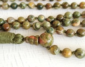 108 bead mala - Rhyolite and Unakite, knotted