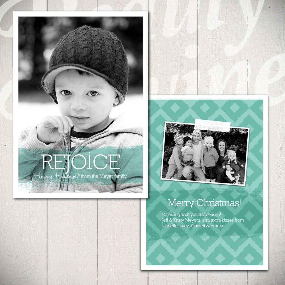 Christmas Card Template: Rejoice A - 5x7 Holiday Card Template for Photographers