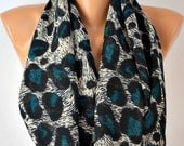 Peacock Leopard scarf - Infinity Scarf Shawl Circle Scarf Loop Scarf  Gift -fatwoman