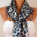 Leopard Women Scarf - Cowl with Lace - Air Force Blue