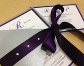 Silver & Purple Triangle Fold Wedding Invitation