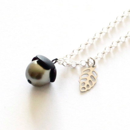 The Acorn - Glass pearl and sterling silver necklace