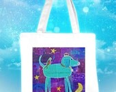 Her Favorite Breed Is Rescue (ARTIST Allison Strine) on 15x15 WHITE or BLACK Canvas Tote with Shoulder Strap (Neutral available)