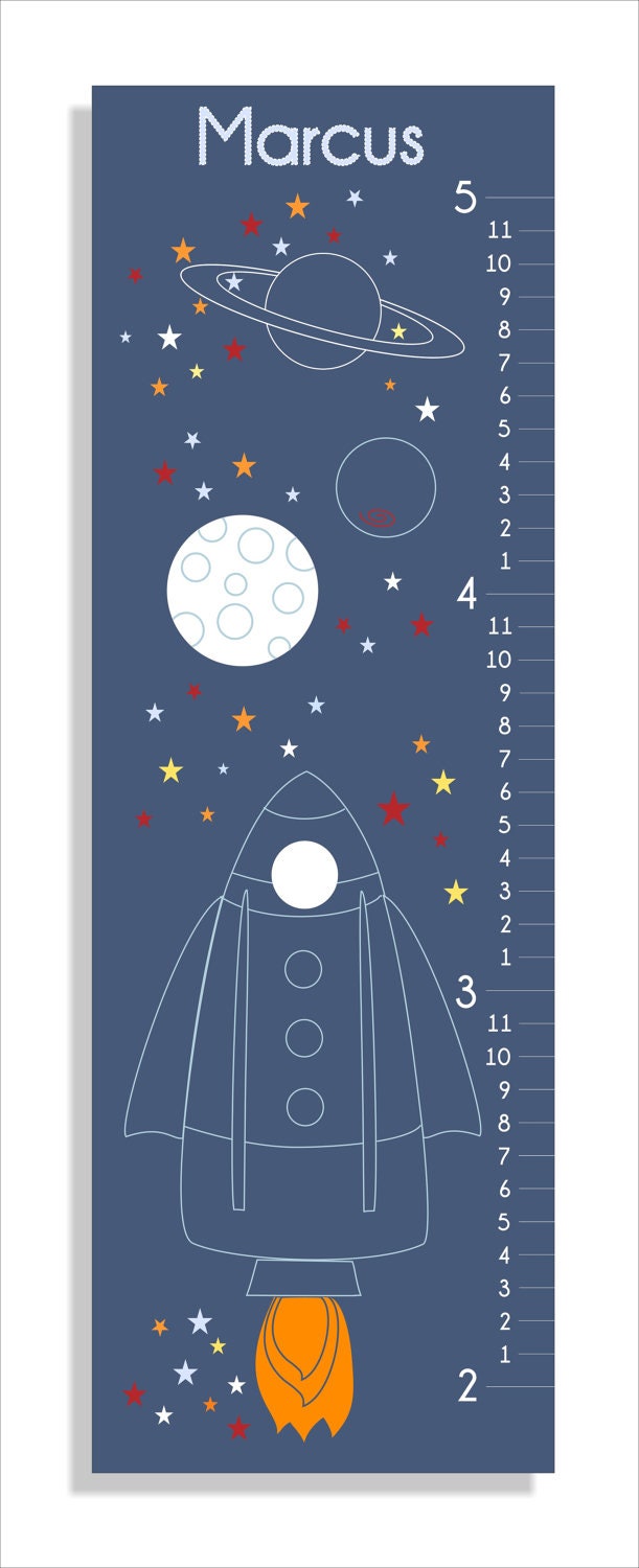 Rocket Blast Off Growth Chart, vinyl decal, children's art, wall art, nursery wall art, canvas prints