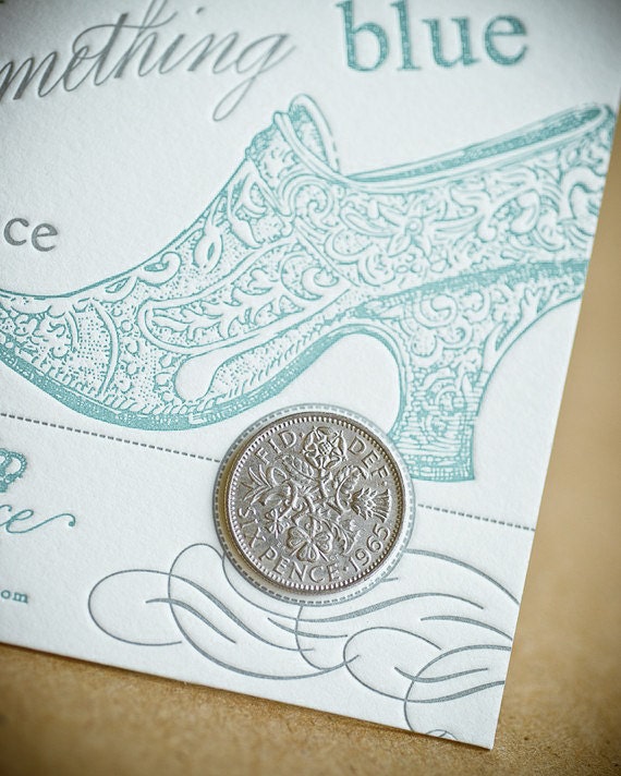 Lucky Sixpence Coin and Letterpress Card - Wedding Sixpence