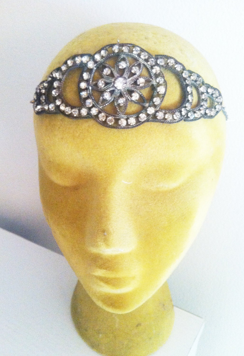 Antique Authentic 1920s Art Deco Floral Headpiece Vintage Bride Wedding Crown Rhinestone Paste Headband Bridal Flapper Nicole Richie