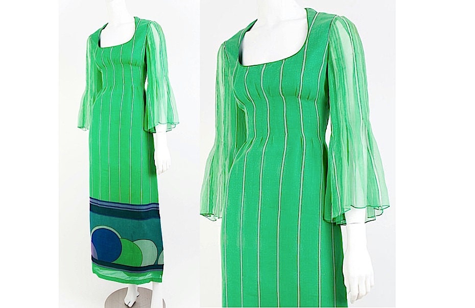 SALE Vintage 1960s Evening Dress - 60s Silk Chiffon Dress  - Size Small Medium - Designer Michael Novarse Size Medium