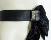 Vintage RUNWAY GIANNI VERSACE Cocktail Big Bow Leather Embellished Sash  Black Tie Accessories