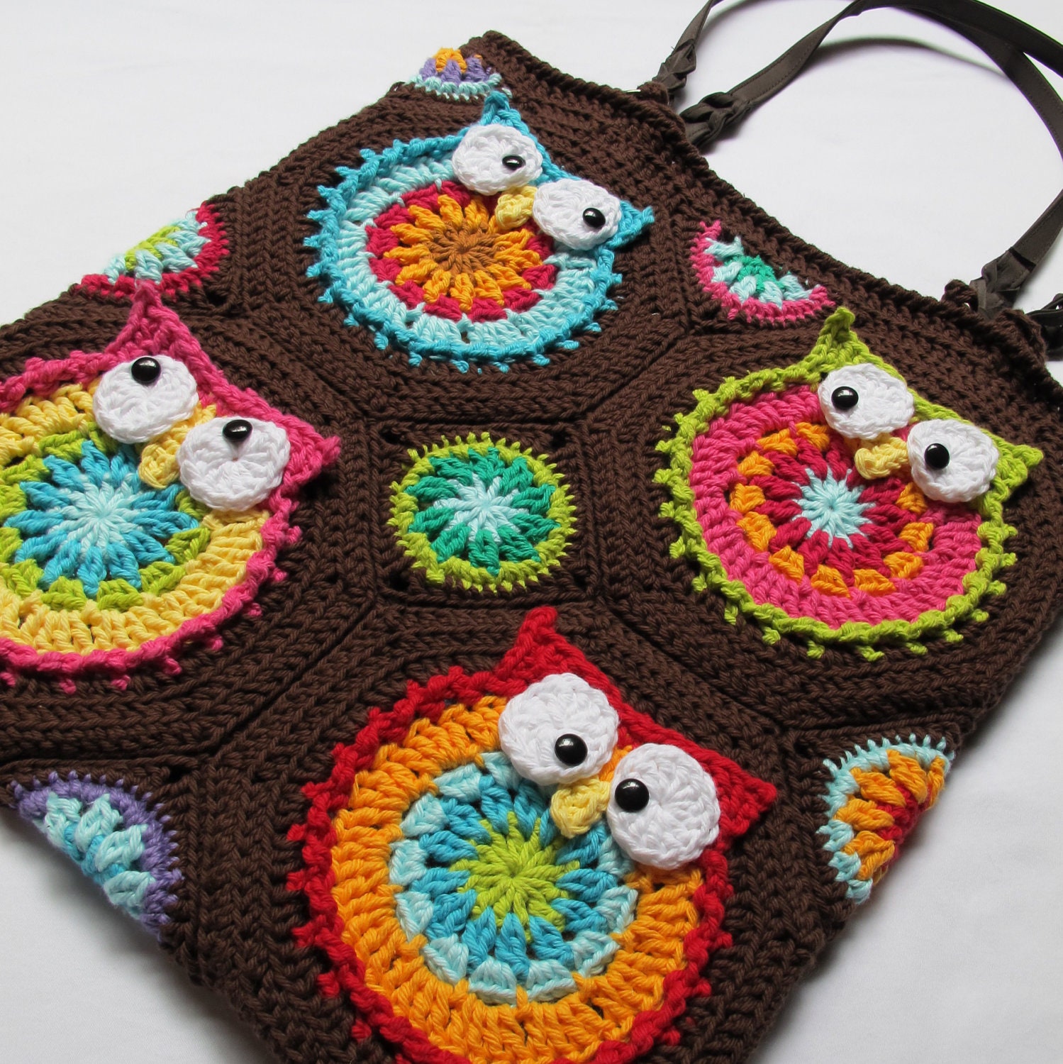 CROCHET PATTERN - Owl Tote'em - a CoLorFuL owl tote - Instant PDF Download - TheHatandI