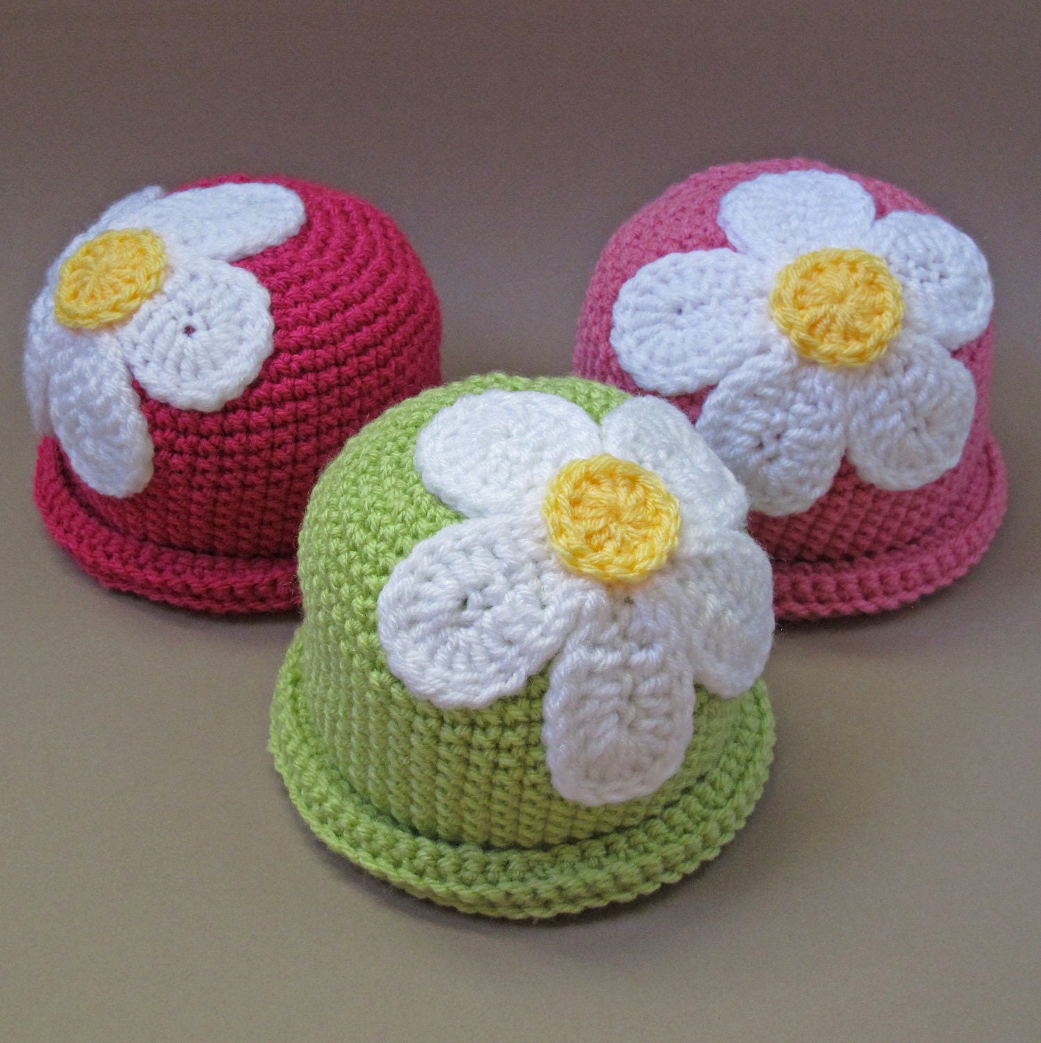 CROCHET PATTERN - Spring Fling - a beanie hat with flower in 5 sizes (Baby - Adult) - Instant PDF Download